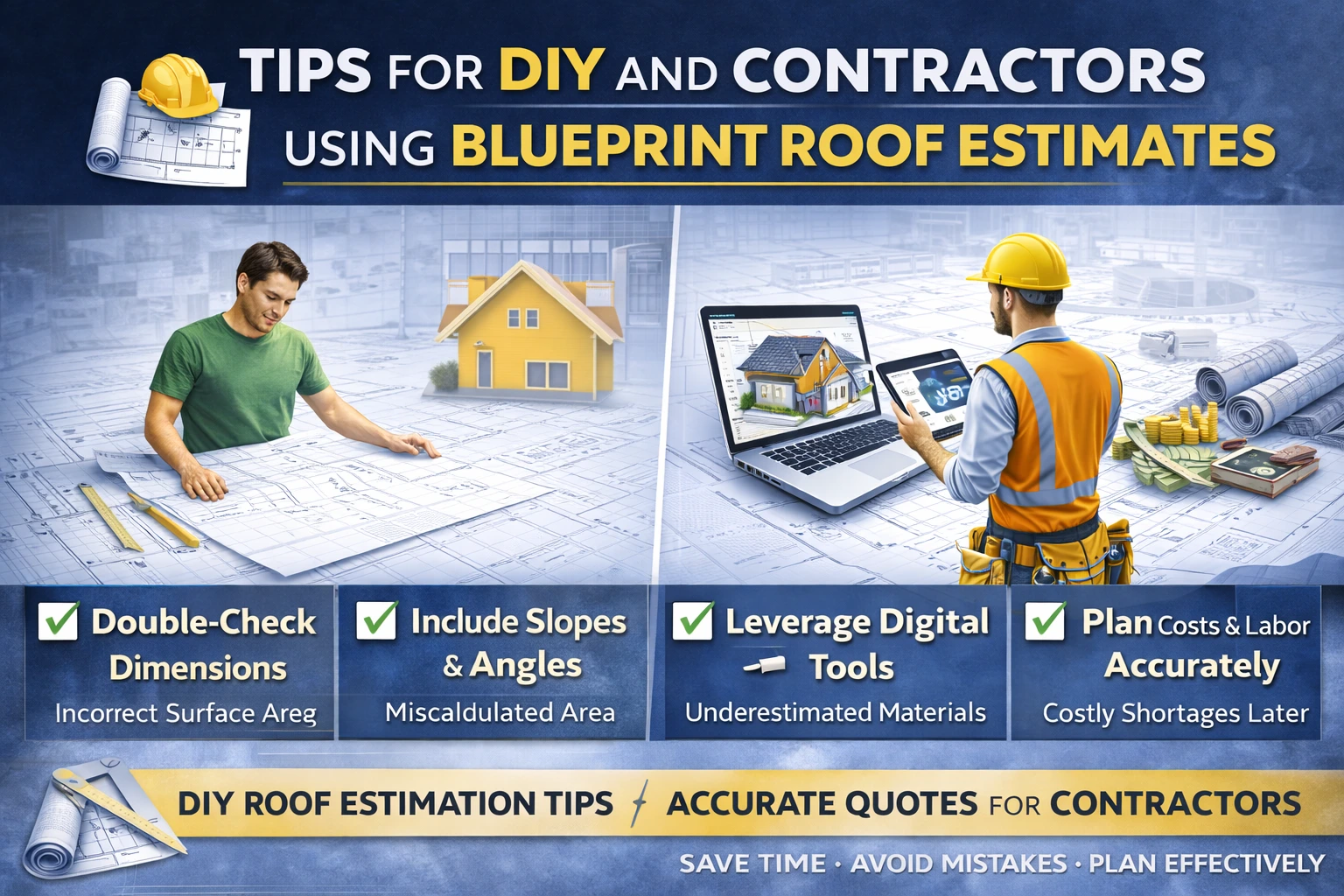 Tips for DIY and Contractors Using Blueprint Roof Estimates