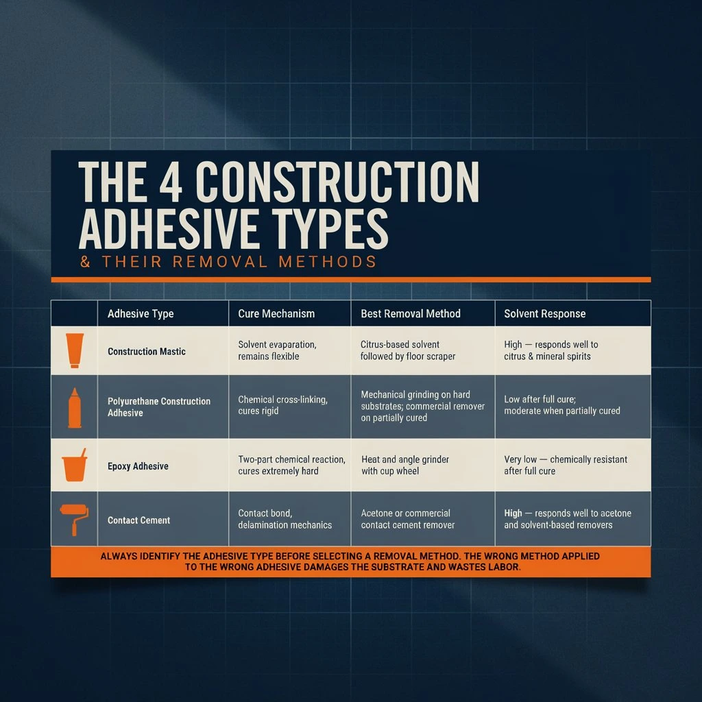 Construction Adhesive Types and What Makes Each One Different to Remove