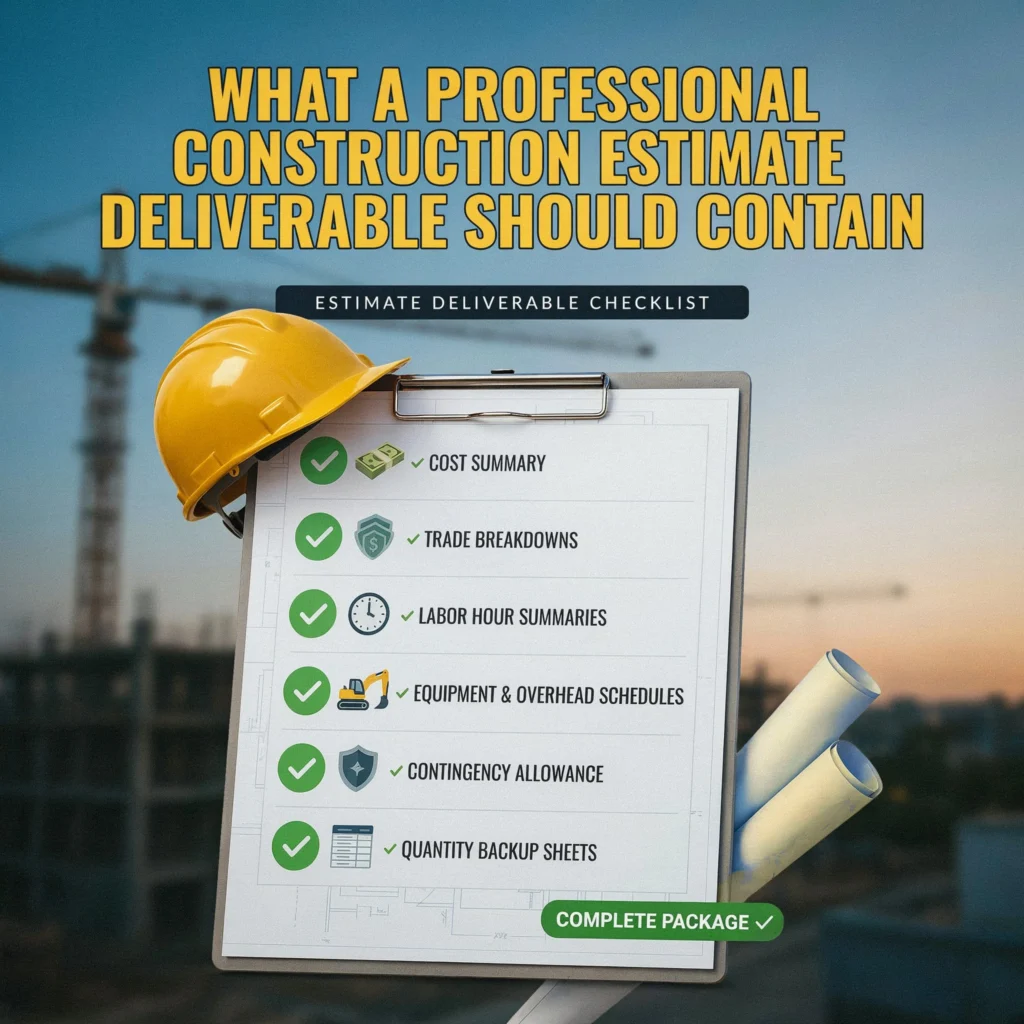What a Professional Construction Estimate Deliverable Should Contain