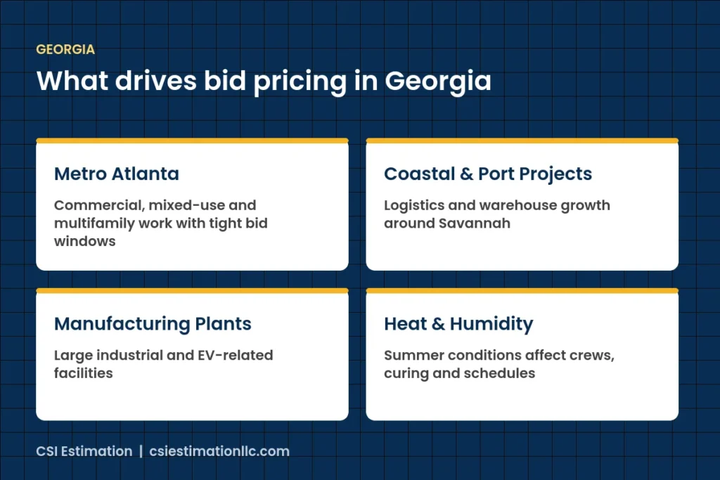 What drives construction bid pricing in Georgia