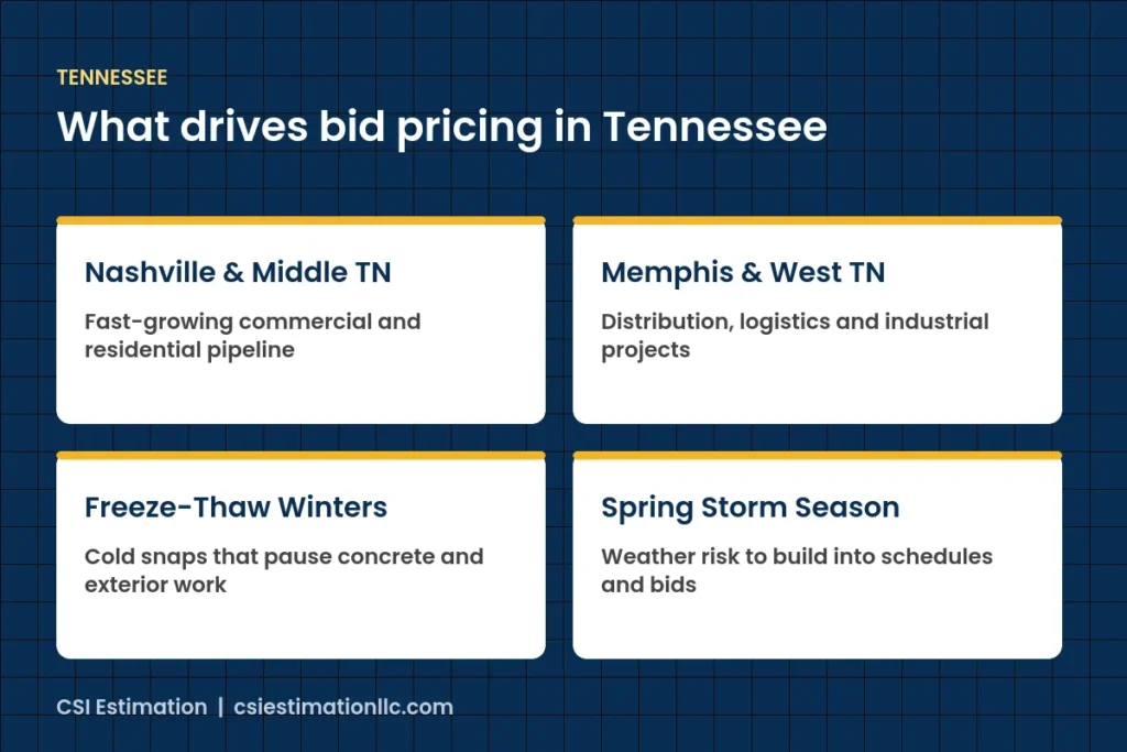 What drives construction bid pricing in Tennessee